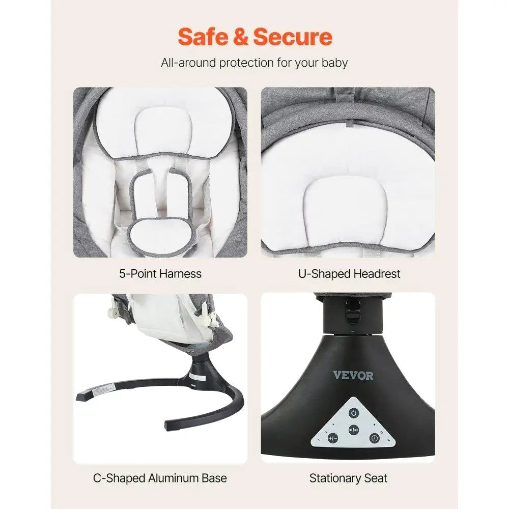 Balanceuse Bébé 5 Vitesses 3 Positions Siège Contrôle Distance Barre Jouet