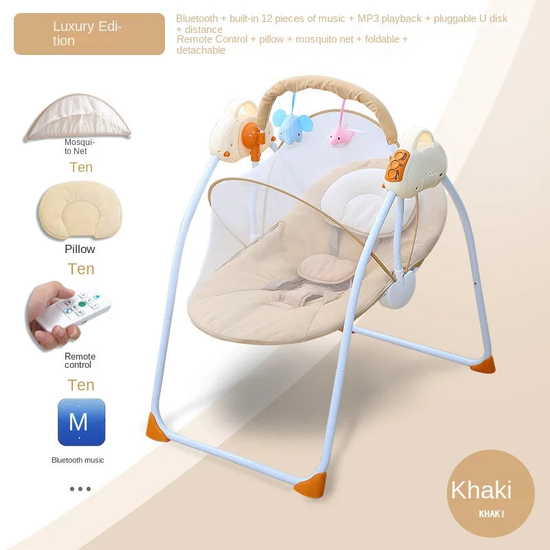 Baby Smart Electric Rocking Chair Rocking Bed Cradle Crib Rocking Chair Sleeping Basket Coaxing Sleep Baby New Large Space Crib