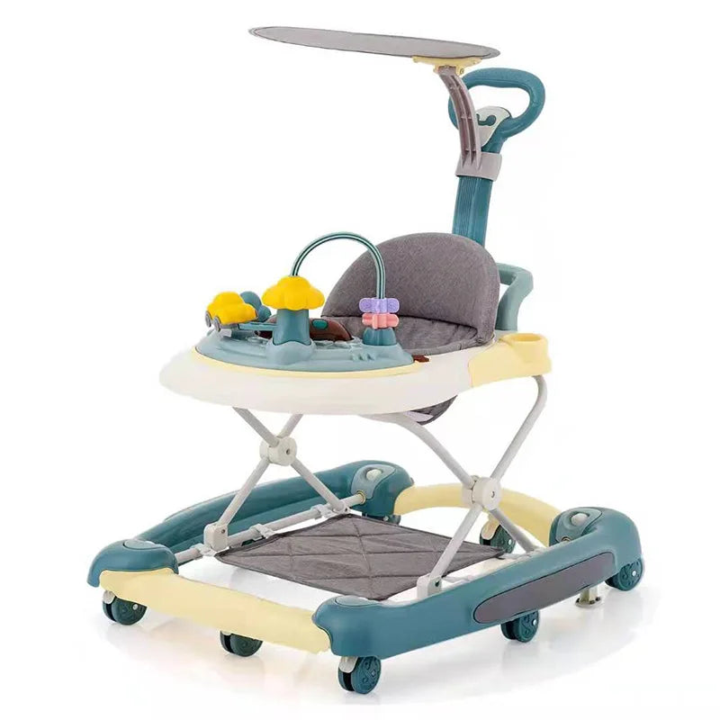 LazyChild Baby Multi-Functional Comfortable Walker With Awning Anti-Rollover Baby Walker Can Sit, Adjust And Shake The Walker