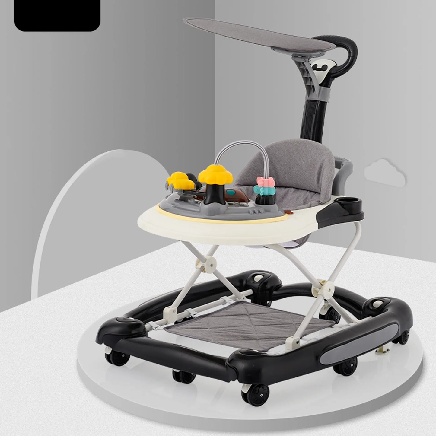LazyChild Baby Multi-Functional Comfortable Walker With Awning Anti-Rollover Baby Walker Can Sit, Adjust And Shake The Walker
