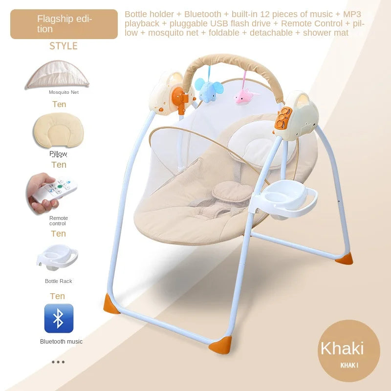 Baby Smart Electric Rocking Chair Rocking Bed Cradle Crib Rocking Chair Sleeping Basket Coaxing Sleep Baby New Large Space Crib