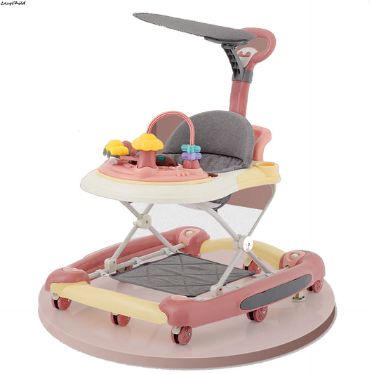 LazyChild Baby Multi-Functional Comfortable Walker With Awning Anti-Rollover Baby Walker Can Sit, Adjust And Shake The Walker